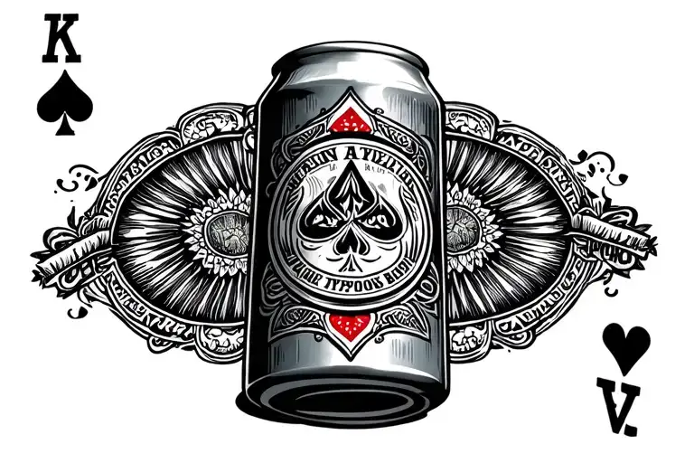 Beer Can And Playing Card