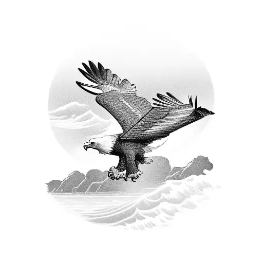 Eagle Flying Over Beach