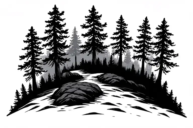 Silhouette Of Forest Landscape