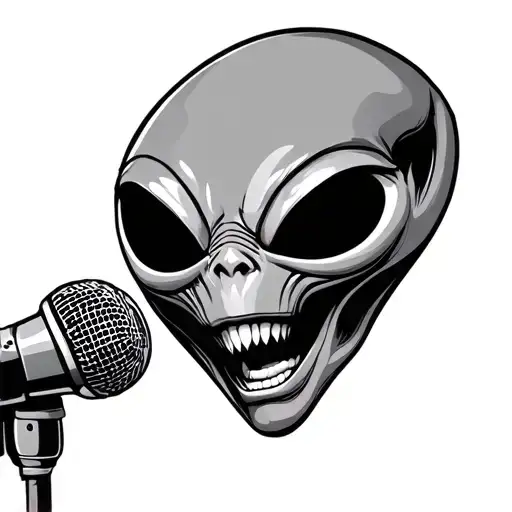 Alien Face Singing Into Microphone Intertwined