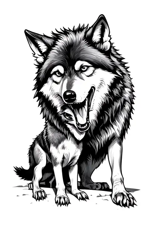 Wolf And His Son Having Fun Animals Nature