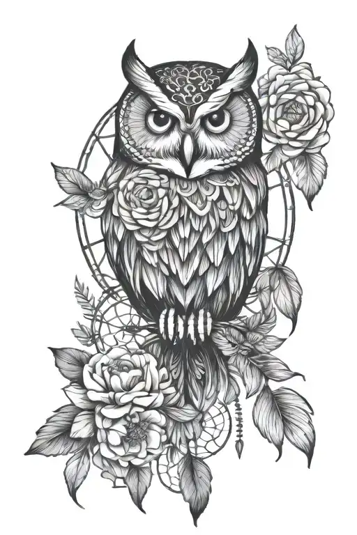 Peonies Dreamcatcher Owl Dreamcatcher