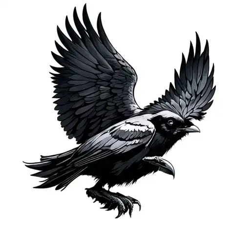 Black And White Crow Wings