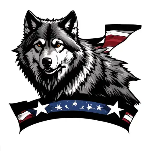 Outlaw Wolf Usa Flag Around Neck
