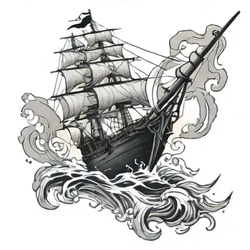 Skull Ship Wheell Pirate Ship Sailing
