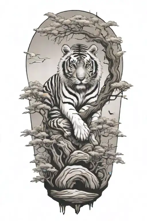 Tiger And Bonsai Tree