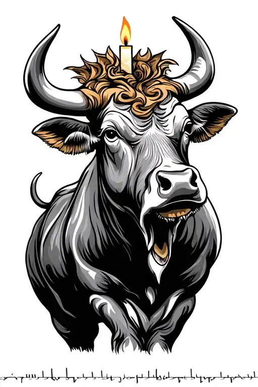 Bull Made Of Trading Candle Design