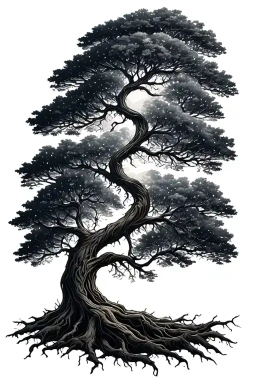 Space Tree Of Life Intertwined Roots Forming Dna