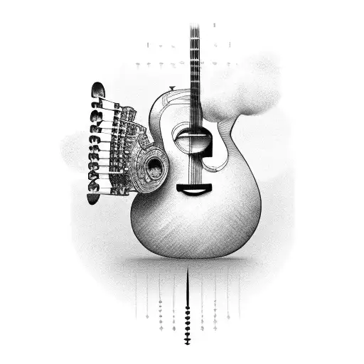 A Car Engine With Guitar Frets And Strings