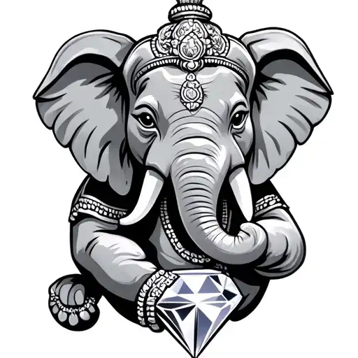 Thai Elephant Holding A Diamond