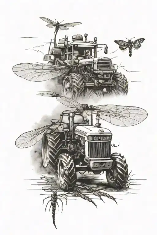 Tractor With Dragonfly