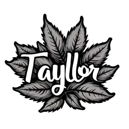 Fine Line Name Taylor With Leaf