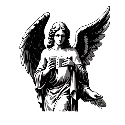 Angel Holding Playing Cards