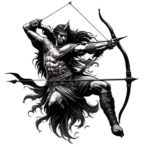 Sagittarius Archer Shooting Bow And Arrow