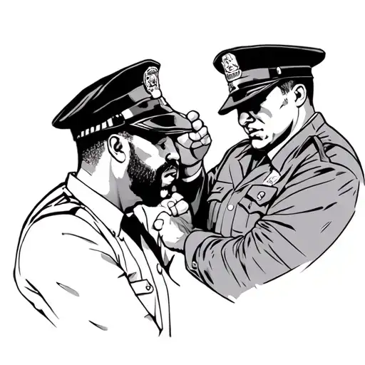 A Silhouette Of A Gangster's Arrest By A Police Officer