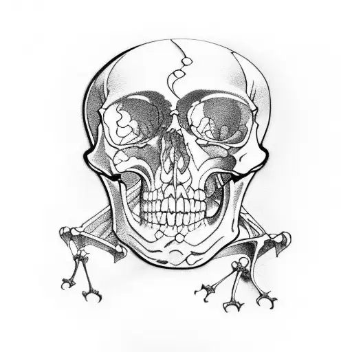 Stained Glass Window With Skeleton Inside