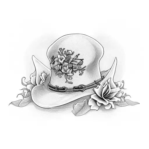 Skeleton With Ranger Hat Framed With Lilies