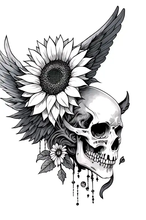 Skull Sunflower Pegasus