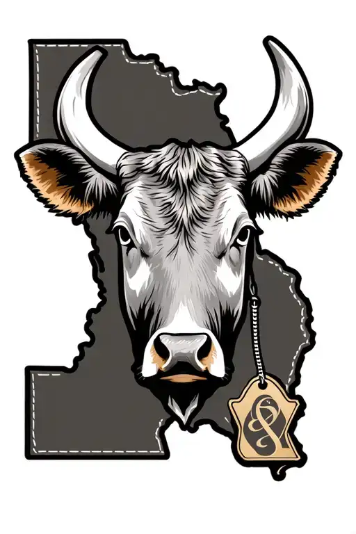 Leather Design With Montana State Outline And Cow Ear Tags