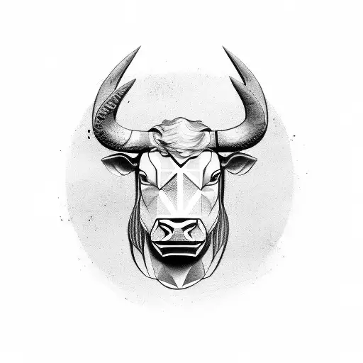 A Muscular Bull With Marketing Symbols Incorporated