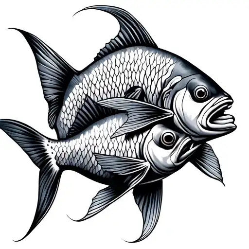 Two Fish Swimming Upstream