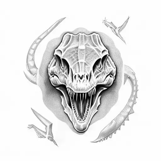Neo Traditional Dinosaur Bones Chest Piece