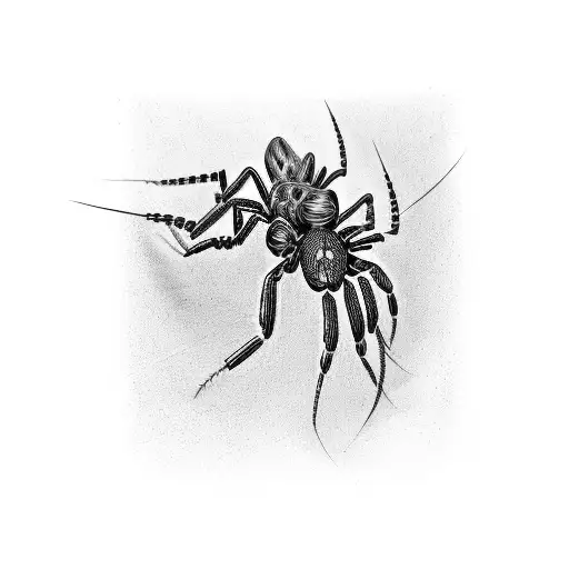 Centipede With Spider Liliess And Butterflies