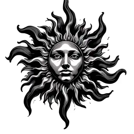 Sun With Face In The Center