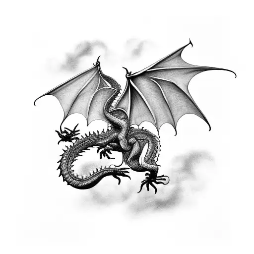 Dragon With Smoke And Clouds