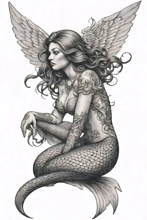 Mermaid With Wings Back