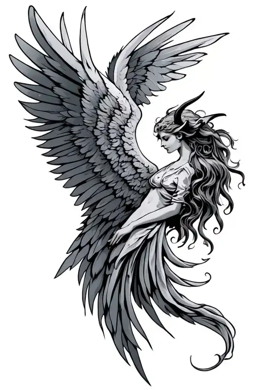 Angel Devil Wings Gemini Zodiac Sign