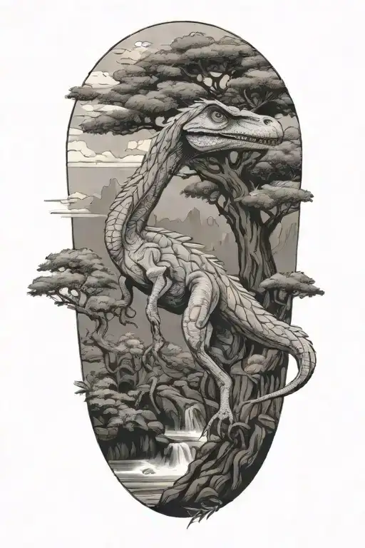 Velociraptor And Bonsai Tree