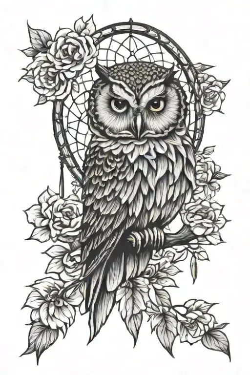 Peonies Dreamcatcher Owl Dreamcatcher