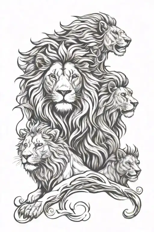 Lion Family Four Elements