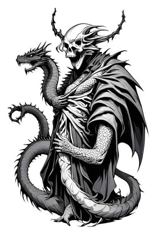 Grim Reaper And Dragon Wrapped