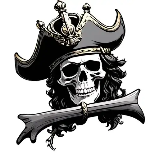 Pirate Captain Skull Wearing A Crown