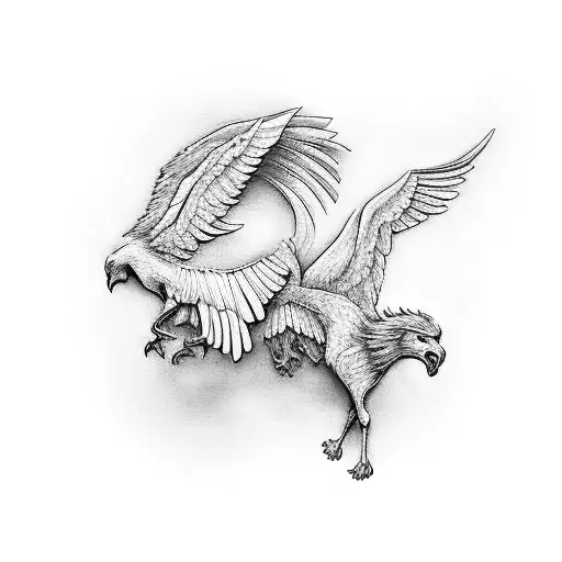 A Romantic Portrayal Of Love And Marriage With A Griffin Couple Exchanging Wedding Rings