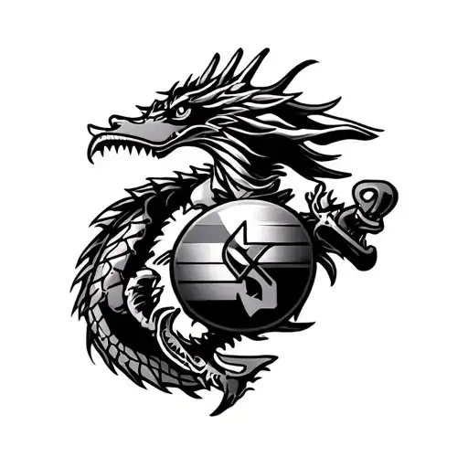 Usmc Emblem With A Dragon