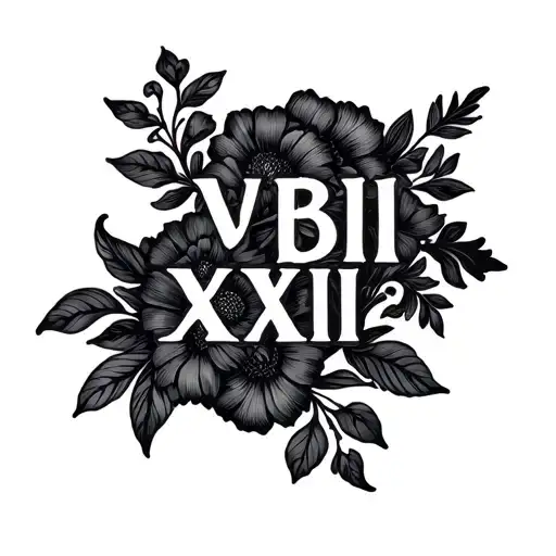 Viii-xxvi-xxiii Text Wth Modern Floral And Leaf Design