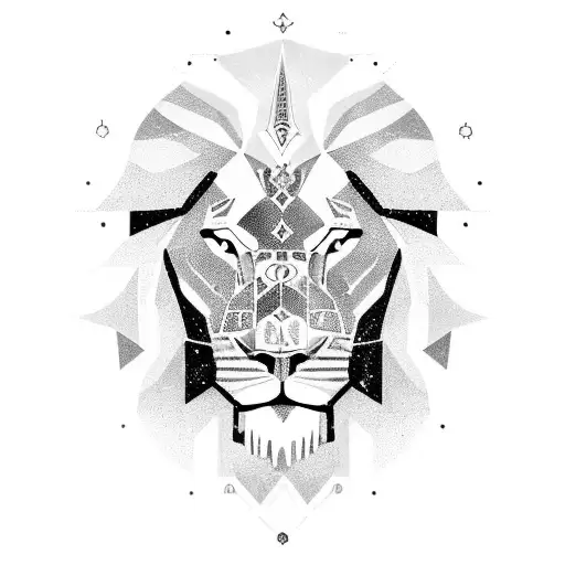 An Elegant Leo Astrology Symbol Merging With A Majestic Lion In Black-grey Style