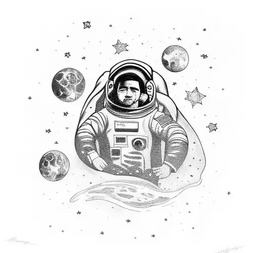 Astronaut With Galaxy And Stars In The Background