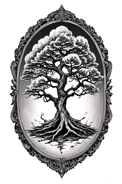 Poison Tree In Oval Frame For Outer Forearm