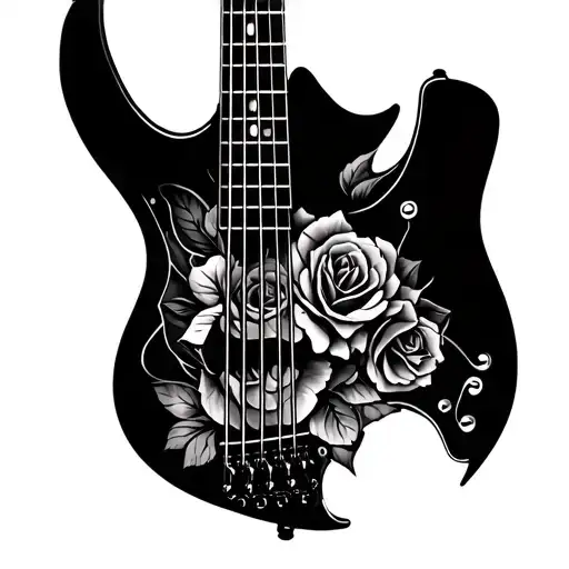 Bass Guitar Made With Roses Wrapped