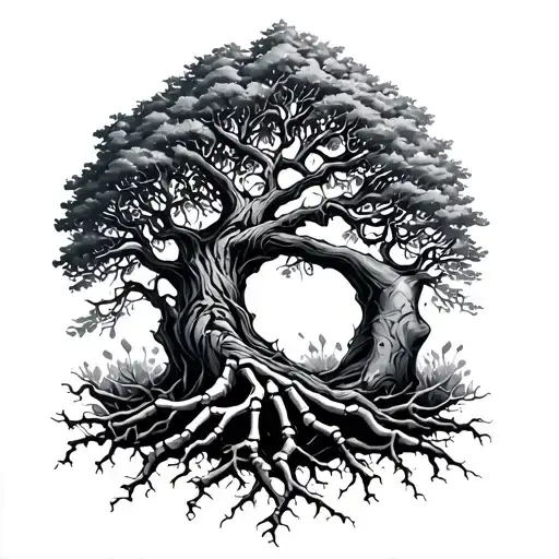 Tree Of Life Breaking Using Its Roots To Break Through Through Finger Bones