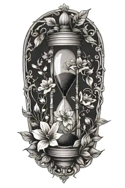 Hourglass With Leaves And Flowers