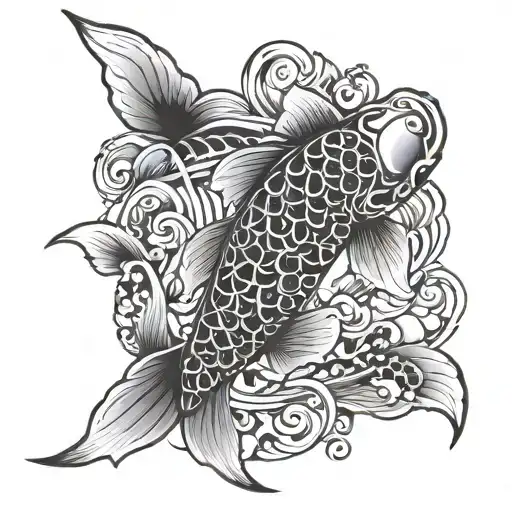 Koi Fish Polynesian Tribal