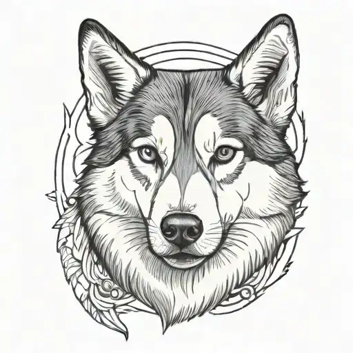 Husky Dog With Number 4