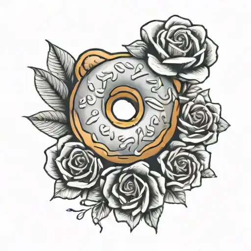 Donut With Flowers Blooming Roses Dog