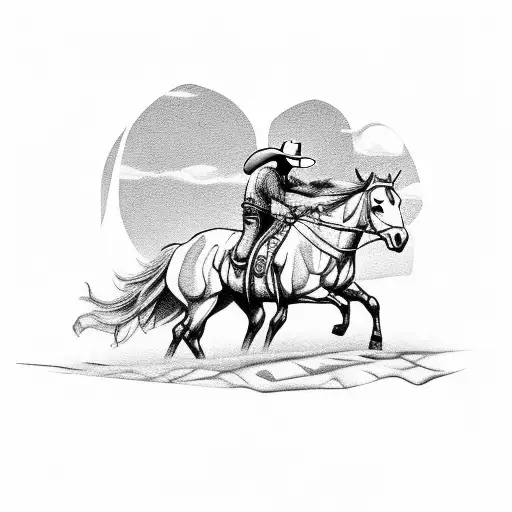 Cowboy And Horse At Night