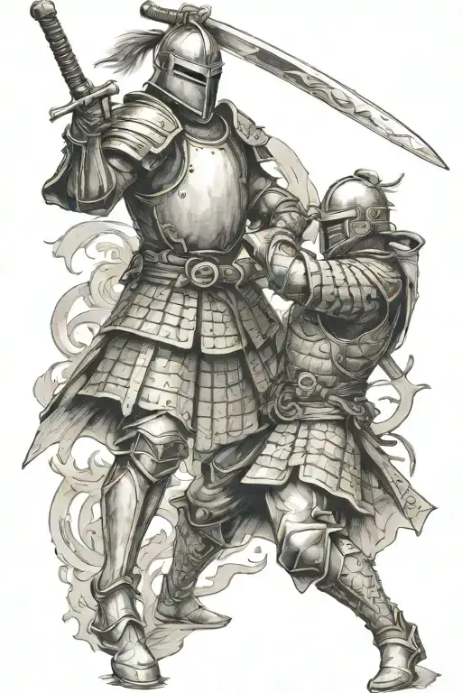 Knight And Samurai Fighting